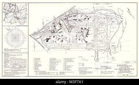 New York, Vereinigte Staaten von Amerika, 05.05.2017, Original high resolution John F Kennedy International Airport plant Layout Plan 1973. Flughafen layout Ein Stockfoto