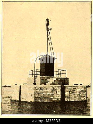 Alte amerikanische Leuchttürme, Licht Stationen und Navigationshilfen - Livingstone Kanal Licht, Detroit, Michigan, USA 1923 Stockfoto