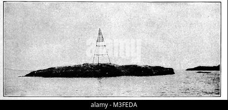 Alte amerikanische Leuchttürme, Licht Stationen und Navigationshilfen - Duck Rock Stativ Licht, Maine 1923 Stockfoto