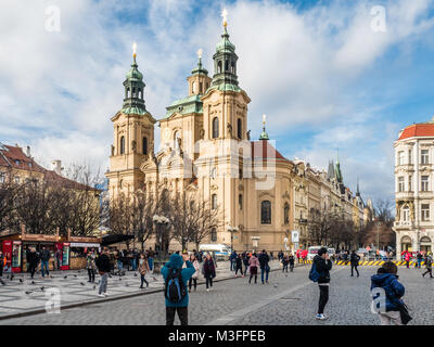 Prag, Tschechische Republik - 29 Januar, 2018: St.-Nikolaus-Kirche im Old Town Square Stockfoto