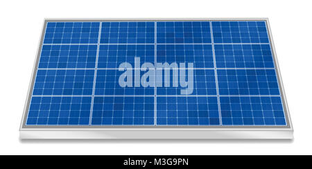 Solar Flachkollektor. Drei-dimensionale Photovoltaik panel, horizontale Positionierung - Abbildung auf weißem Hintergrund. Stockfoto