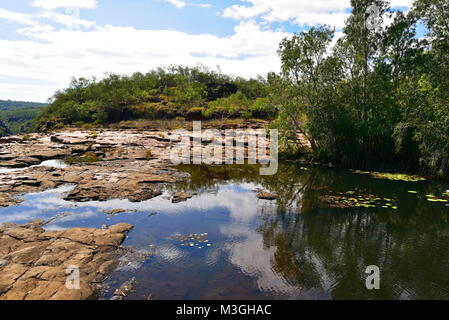 Herrliche Bell, Galvans, Mertinsand Katherine und Echinda Schluchten in Western Australia, Bell Gorge River, King Edward River, oben auf den Mitchell Falls Stockfoto