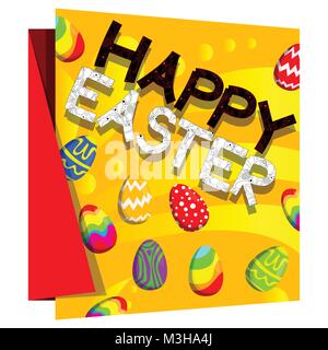 Frohe Ostern text und Eier auf Banner mit floralen Elementen. Vector Illustration. Stock Vektor