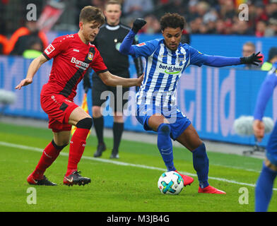 Leverkusen, Deutschland. 10. Februar, 2018. Bundesliga Spieltag 22, Bayer 04 Leverkusen gegen Hertha BSC Berlin: im Wettbewerb. Credit: Jürgen Schwarz/Alamy leben Nachrichten Stockfoto