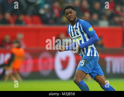 Leverkusen, Deutschland. 10. Februar, 2018. Bundesliga Spieltag 22, Bayer 04 Leverkusen gegen Hertha BSC Berlin: Jordanien Torunarigha (Hertha). Credit: Jürgen Schwarz/Alamy leben Nachrichten Stockfoto