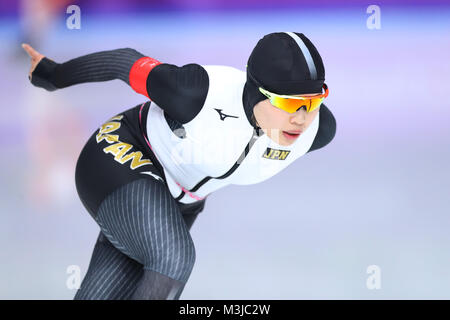 Gangneung, Südkorea. 10 Feb, 2018. Ayano Sato (JPN) Eisschnelllauf: Frauen 3000 m bei Gangneung Oval während der PyeongChang 2018 Olympic Winter Games in Tainan, Südkorea. Credit: yohei Osada/LBA SPORT/Alamy leben Nachrichten Stockfoto