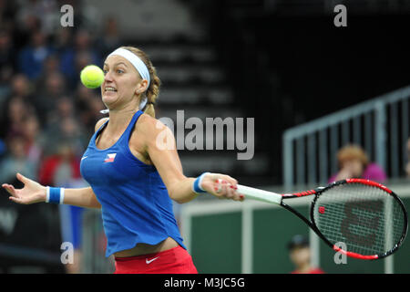 Prag, Tschechische Republik. 11 Feb, 2018. Tschechische Tennisspieler Petra Kvitova während in der Fed Cup Match zwischen der Tschechischen Republik gegen die Schweiz in Prag, Tschechische Republik, 11. Februar 2018. Credit: Slavek Ruta/ZUMA Draht/Alamy leben Nachrichten Stockfoto