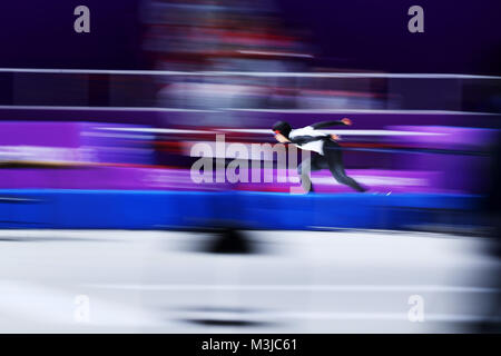 Gangneung, Südkorea. 10 Feb, 2018. Miho Takagi (JPN) Eisschnelllauf: Frauen 3000 m bei Gangneung Oval während der PyeongChang 2018 Olympic Winter Games in Tainan, Südkorea. Credit: yohei Osada/LBA SPORT/Alamy leben Nachrichten Stockfoto