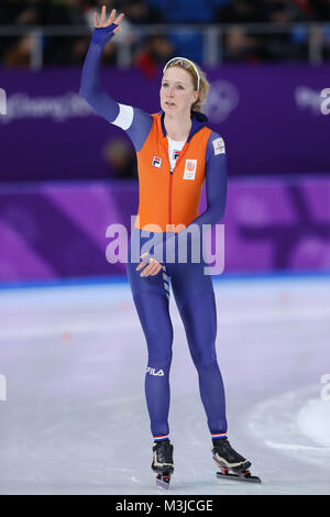 Gangneung, Südkorea. 10 Feb, 2018. Achtereekte Carlijn (NED) Eisschnelllauf: Frauen 3000 m bei Gangneung Oval während der PyeongChang 2018 Olympic Winter Games in Tainan, Südkorea. Credit: yohei Osada/LBA SPORT/Alamy leben Nachrichten Stockfoto