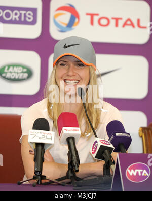 Doha, Katar. 11 Feb, 2018. Elina Svitolina der Ukraine besucht eine Pressekonferenz vor der 2018 WTA Qatar Open in Doha, Katar, Jan. 11, 2018. Credit: Nikku/Xinhua/Alamy leben Nachrichten Stockfoto