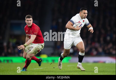 Twickenham, UK. 10. Februar, 2018: England's Ben Te'o in Aktion während der NatWest 6 Nations Spiel im Twickenham Stadium, UK. Credit: Ashley Western/Alamy leben Nachrichten Stockfoto