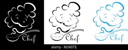 Kontur der Küchenchef aus der Geschmack von Lebensmitteln Koch logo Stock Vektor
