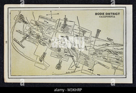 1882 Bradstreet Atlas Karte - Goldmine Karte - Bodie, Kalifornien - Usa Stockfoto