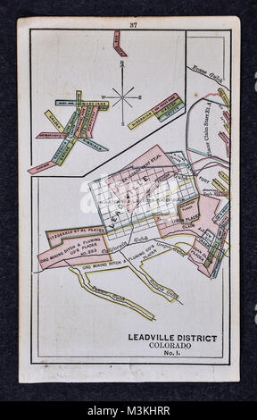 1882 Bradstreet Atlas Karte - Goldmine Karte - Leadville Mining District, Colorado Nr. 1 - Vereinigte Staaten Stockfoto