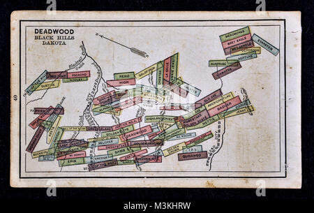 1882 Bradstreet Atlas Karte - Goldmine Karte - Deadwood, Black Hills, Dakota - Usa Stockfoto