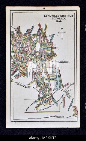 1882 Bradstreet Atlas Karte - Goldmine Karte - Leadville, Colorado Nr. 2 - Vereinigte Staaten Stockfoto