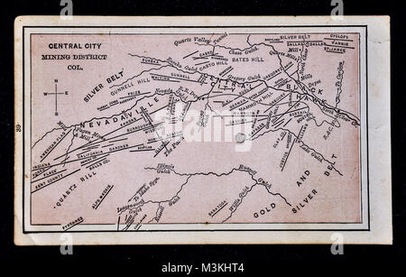 1882 Bradstreet Atlas Karte - Goldmine Karte - Central City Mining District, Colorado - Vereinigte Staaten Stockfoto