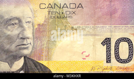 Kanada 10 Zehn neue Dollar Währung Banknoten Stockfoto