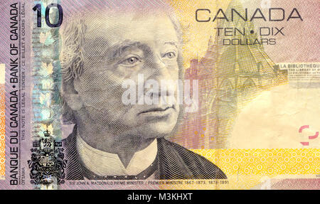 Kanada 10 Zehn neue Dollar Währung Banknoten Stockfoto