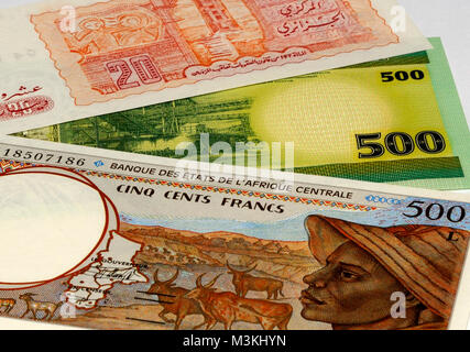 North West Afrika Währung Banknoten Stockfoto