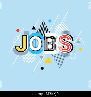 Jobs Wort Creative Graphic Design modernes Business Konzept über abstrakte geometrische Formen Hintergrund Stock Vektor