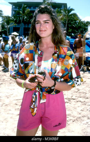 Schauspielerin Brooke Shields teilnehmen bin auani Lani Celebrity Sports Invitational" am 20. Mai 1991 im Ritz Carlton Hotel in Mauani Lani, Insel von Hawaii, Hawaii. Foto von Barry King/Alamy Stock Foto Stockfoto