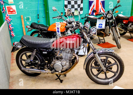 Motorräder an der 38th Carol Nash Bristol Classic Bike Show Yamaha SR 500 Stockfoto
