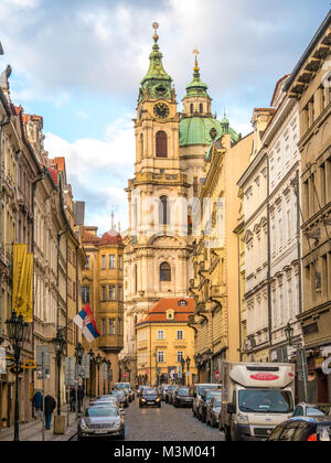 Prag, Tschechische Republik - 30 Januar, 2018: Die St.-Nikolaus-Kirche auf der Kleinseite Stockfoto