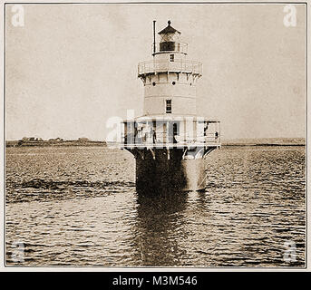 Alte amerikanische Leuchttürme, Licht Stationen und Navigationshilfen - Hog Island Shoal Leuchtturm oder Light Station, Rhode Island, USA 1923 Stockfoto