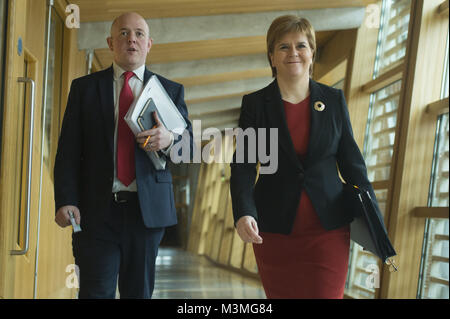 Politiker nimmt Fragen der wöchentlichen Schottisches erster Minister in Holyrood. Mit: Nicola Sturgeon Wo: Edinburgh, Großbritannien Wann: 11 Jan 2018 Credit: Euan Kirsche/WENN.com Stockfoto