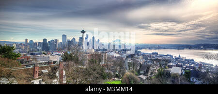 Skyline von Seattle, USA in 2015 getroffen Stockfoto