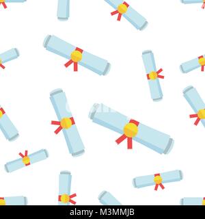 Diplom gerollt Blättern nahtlose Muster Hintergrund Symbol. Business Flat Vector Illustration. Absolvent Scrollen Symbol Muster. Stock Vektor