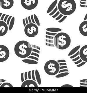 Geld Münzen Dollar nahtlose Muster Hintergrund Symbol. Business Flat Vector Illustration. Geld Münze symbol Muster. Stock Vektor