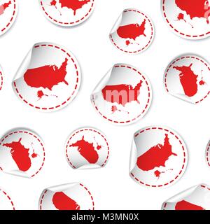 Usa-Karte Aufkleber nahtlose Muster Hintergrund. Geschäftskonzept Amerika label Piktogramm. Usa-Karte symbol Muster. Stock Vektor