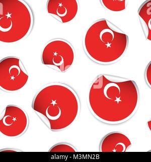 Türkei Flaggen Aufkleber nahtlose Muster Hintergrund. Business Concept Aufkleber Piktogramm. Türkei Flagge Symbol Muster. Stock Vektor