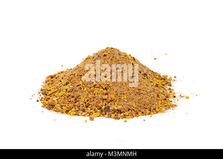 Angeln feeder Mixed groundbait. Aromatische Köder und das Zahnrad für Karpfen. Trocken Futter für Brassen und Rotaugen angeln. Stockfoto