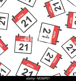 April 21 Kalender Seite nahtlose Muster Hintergrund. Business Flat Vector Illustration. April 21 symbol Muster. Stock Vektor