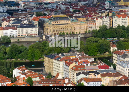 National Theater, Legion Brücke und Insel Strelecky, Prag Tschechische Republik Stockfoto