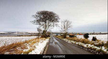 Montrose im Schnee, Schottland. Stockfoto