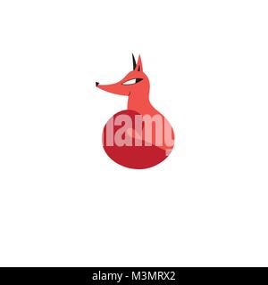 Bright Red fox Zeichen auf weißem Hintergrund Stock Vektor