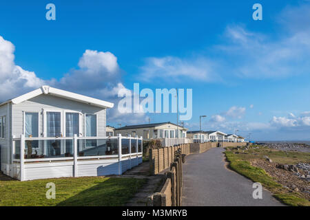 Trecco Bay Caravan Park Porthcawl South Wales an einem sonnigen Wintertag Stockfoto