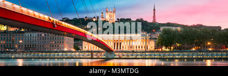 Ansicht der Saône bei Sonnenuntergang, Lyon, Frankreich. Stockfoto