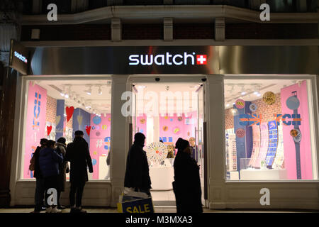 Swatch Store auf der Oxford Street, London, England, Großbritannien Stockfoto