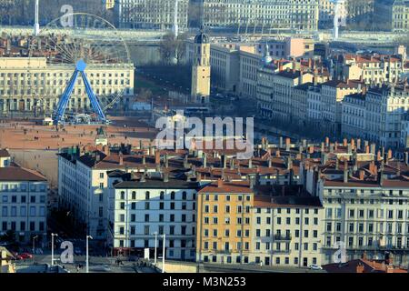 Luftbild der Altstadt von Lyon, Frankreich Stockfoto
