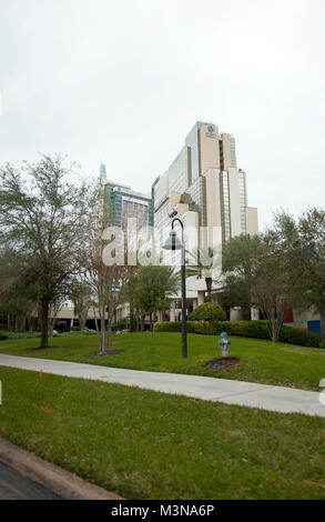 Februar 3, 2018: Orlando, Florida: Blick vom International Drive des Hyatt Regency Hotel in Florida Stockfoto