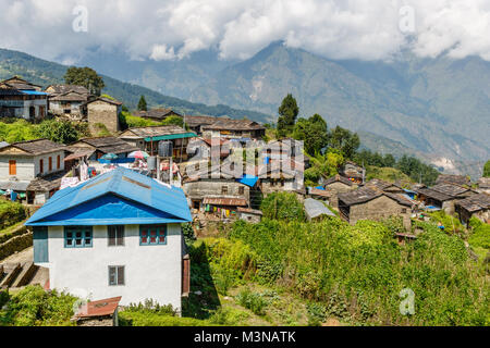 Shikha, Bergdorf in der Nähe des Annapurna im Himalaya, Nepal Stockfoto