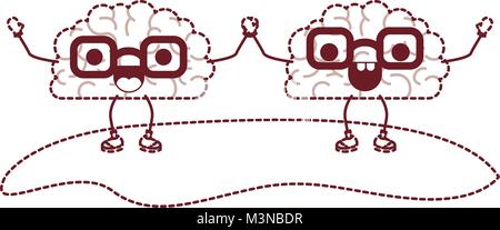 Comic Gehirne Paar kawaii Zeichen Stock Vektor