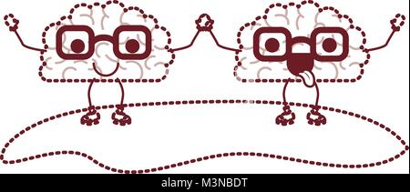 Comic Gehirne Paar kawaii Zeichen Stock Vektor