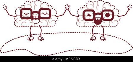 Comic Gehirne Paar kawaii Zeichen Stock Vektor