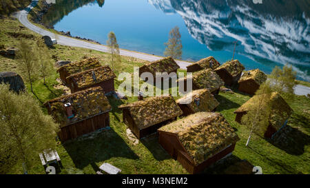 Holzhütten in Norwegen Stockfoto